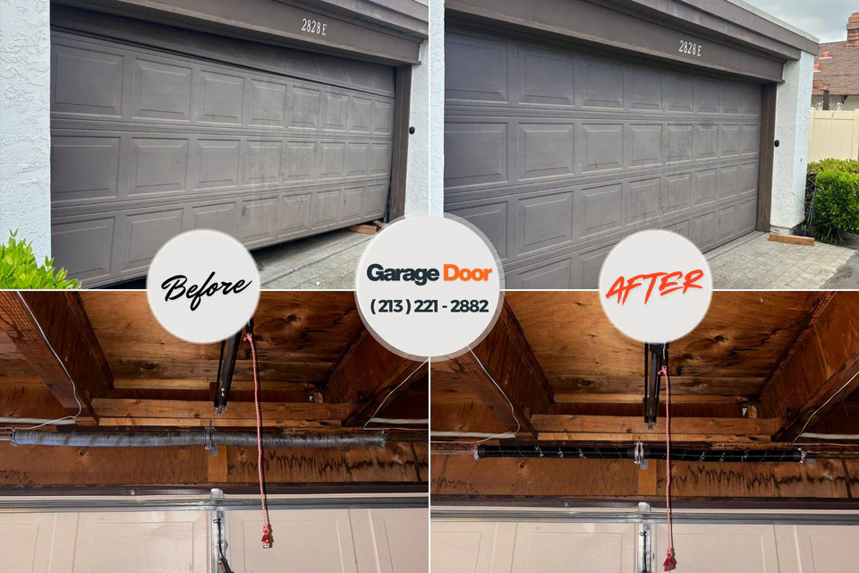 Before and after: garage door repair East Williston, NY